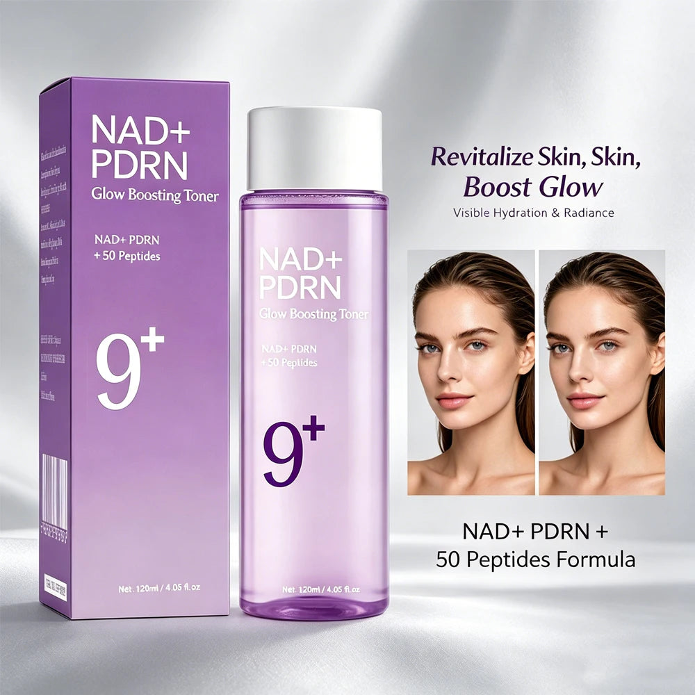 NAD+ PDRN Glow Boosting Toner (120ml) – Hydrating Firming Essence for Dry Skin, Anti-Aging, Elasticity & Fine Line Care