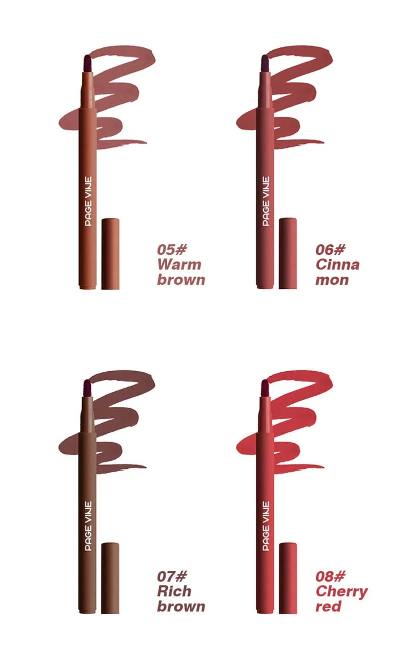 Waterproof Matte Lip Liner Pencil - Long-Lasting Velvet Lip Contour Pen