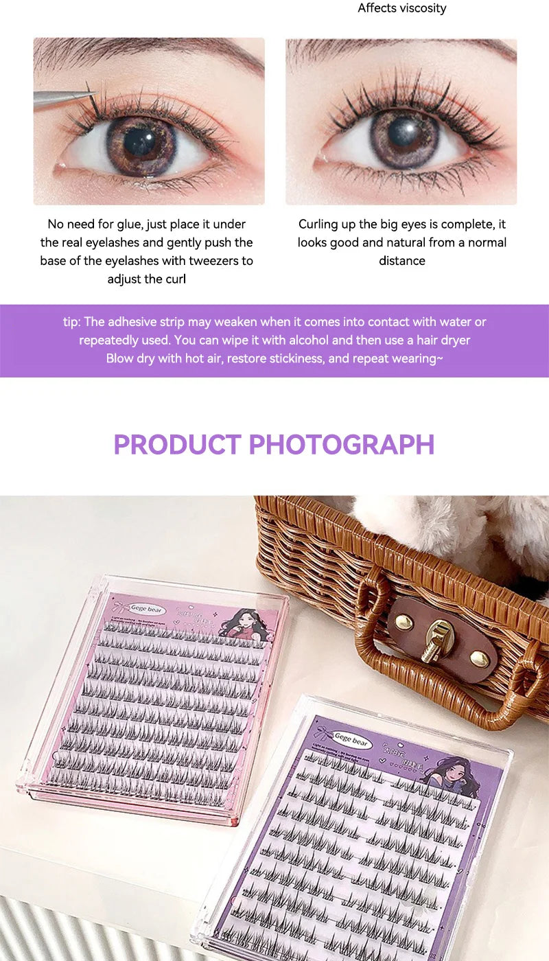 Gege Bear Glue-Free False Eyelashes - Natural Self-Adhesive Lashes