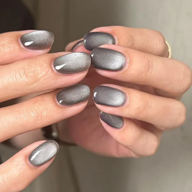 Sweet Almond Gradient Blue French Press On Nails - 24pcs Y2K Star Art
