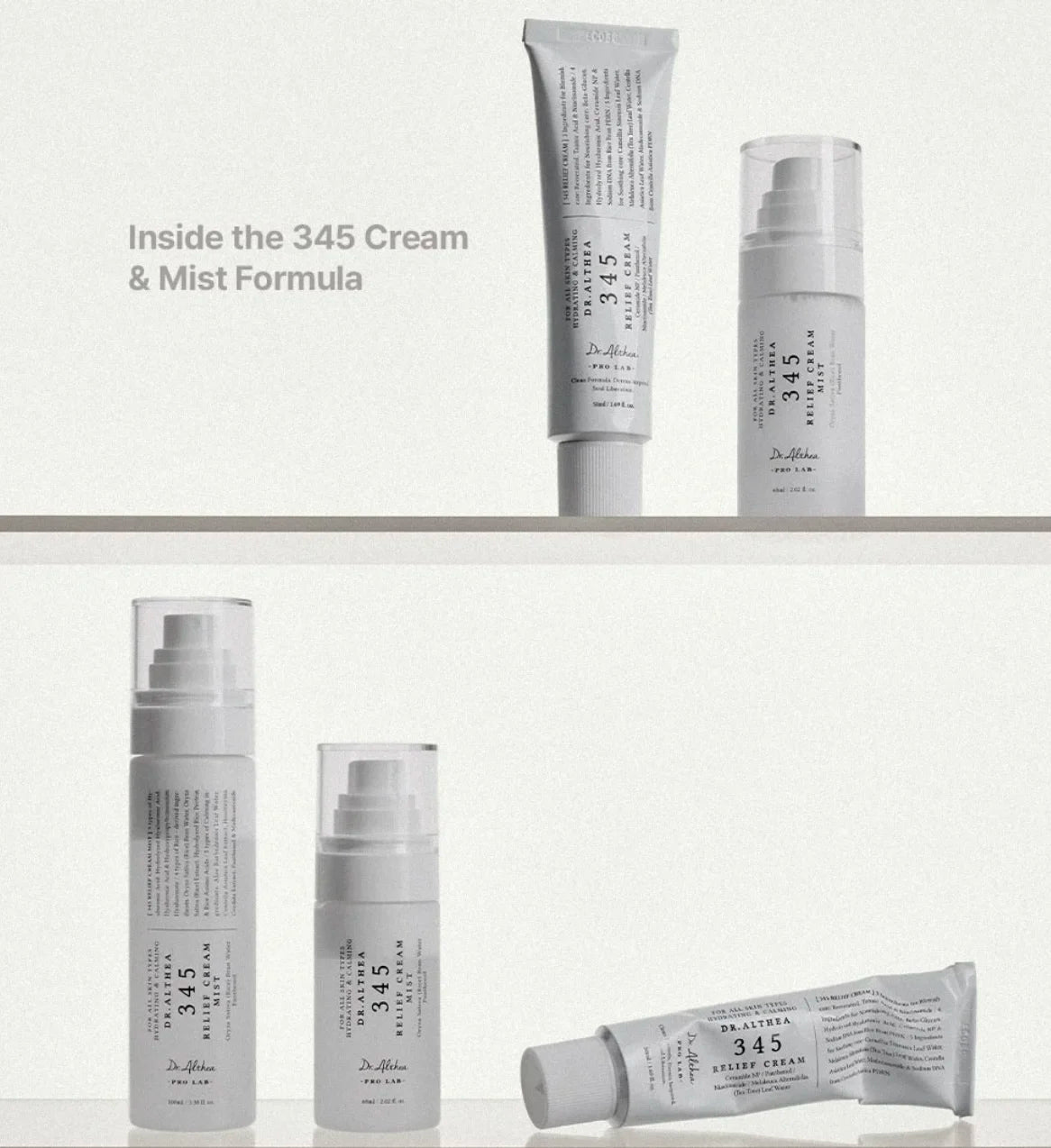 Dr. Althea 345 Whitening Skincare Collection | Whitening Cream, Barrier Cream, Jelly Mist & Moisturizing Spray (50ml, 60ml, 100ml)