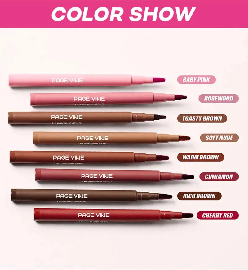 Waterproof Matte Lip Liner Pencil - Long-Lasting Velvet Lip Contour Pen