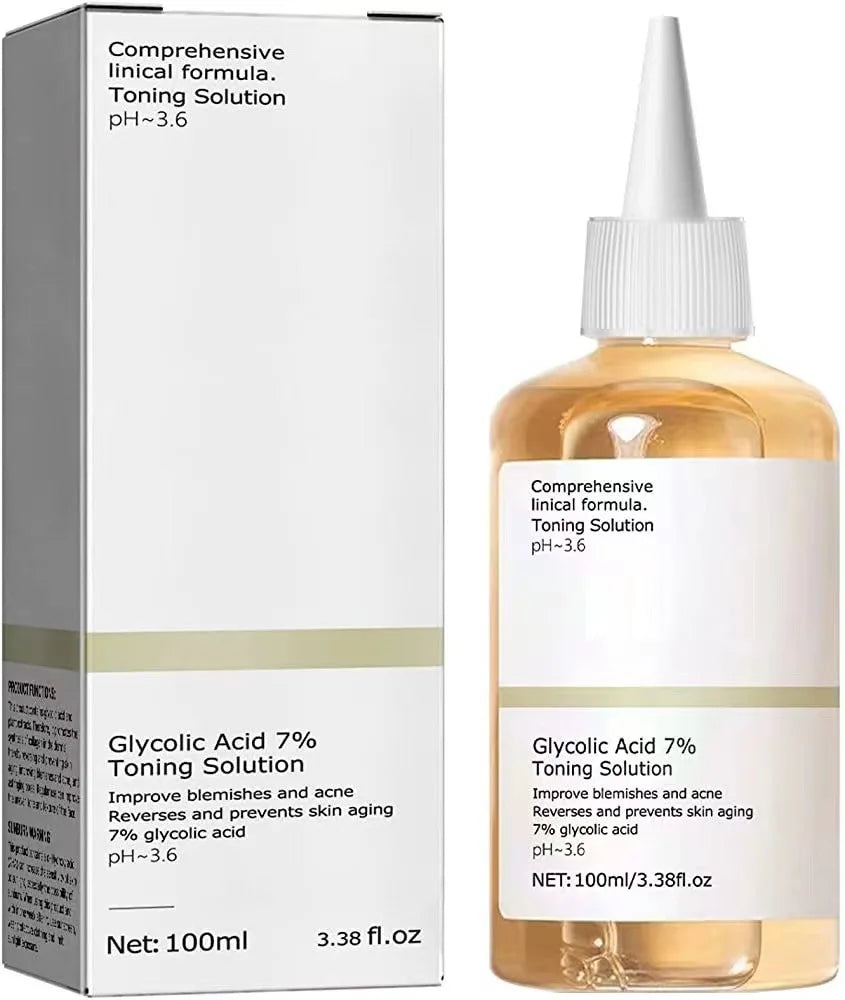 7% Glycolic Acid Toning Solution (100ml) - Rejuvenating Exfoliating Toner for Acne